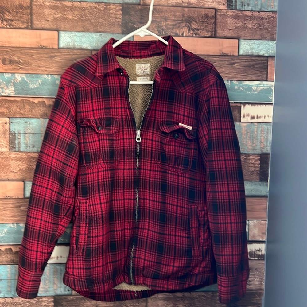 Men’s plaid flannel fleece line jacket